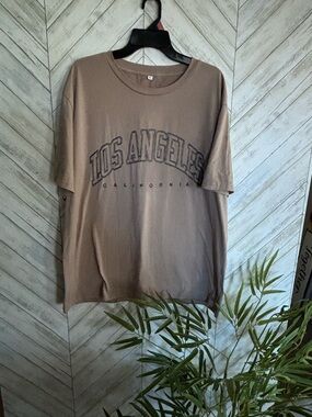 SHEIN Los Angeles Graphic Tee - Taupe